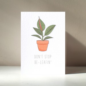 Caoutchouc - Carte de voeux personnalisée Ficus nouvelle feuille, plante d'intérieur, parent, bébé, idiot, drôle de jeu de mots, joyeux anniversaire, amour