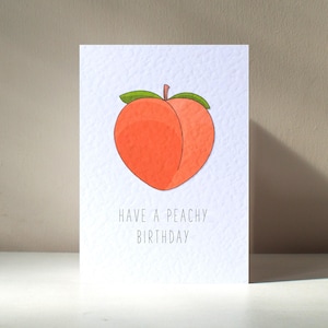 Peachy - A6 Cartão de felicitações personalizado com pêssego, bunda, bunda, fruta, trocadilho saboroso, aniversário, dia dos namorados, amor, aniversário