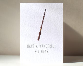 Wanderful - A6 Personalised Magic Wand Wizard Pun Anniversary Valentine's Day Love Birthday Greeting Card