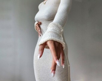 Clouds” Y2K Style Knitted Bodycon Maxi Dress