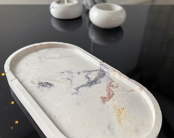Handmade Concrete Oval Tray, modern Minimalist Decor
