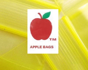 1000 Pack Apple Brand YELLOW 2mil BAGS 1,000 baggies resealable plastic