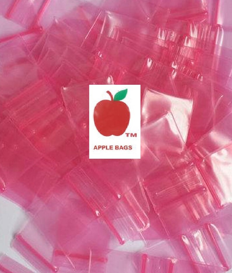 1000 Red Color Apple Brand Zip Lock Baggies 1.5"X1.25" Top Quality Bags 15125 