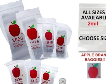 1000 Pack Apple Brand CLEAR 2mil Resealable BAGS 1,000 baggies resealable plastic