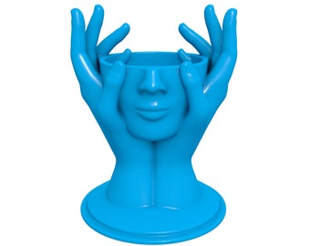 Gesicht Vase Stl-Datei / druckbare Stl-Datei für 3D Drucker, Heimdekoration Stl-Datei, Blume, Modellvase für Kunstpflanzen, 3d