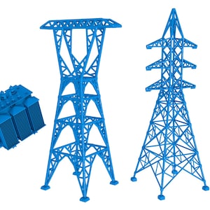 Electric power tower COLLECTION  file / printable stl file for 3d printers, stl files,transmission tower Stl