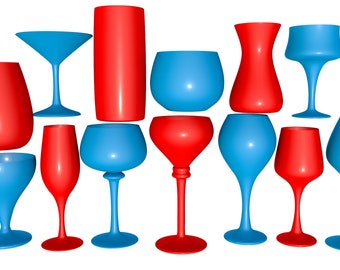 glass collection stl file / printable stl file for 3d printers, glass set stl files, wine glass stl file, Miniature Assorted Bar Glasses
