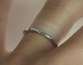 0.40 CTW Round Cut Natural Aquamarine Flush Set Thin Eternity Wedding Band - Solid White Gold Minimalist Stackable Midi Ring Women Girl Gift