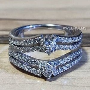 Wrap Enhancer-trouwring rond geslepen diamanten van 2,10 kt/ 14 kt goud of zilver Moissanite ring spacer/stapelbare solitaire verlovingsring voor dames