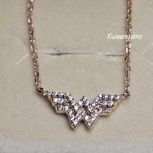 Wonder Women&#39;s 1.10Ct Diamonds Pendant 18&quot; Chain Women&#39;s Girls Birthday Gift/ 14K Gold or Silver Dainty Moissanite Bridal Everyday Necklace