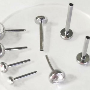 May include: A set of seven silver nose rings with clear crystal accents. The rings are different sizes and styles, including a few with flat backs.