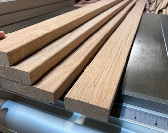 Red oak slats, 12 pcs at 3/4” x 2” x 48”, surface planed, rounded edges.
