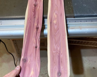 Eastern Red Cedar, 2 live edge plant climbing walls at approx 3/8” x 3”-4” x 40”- 48”, surface planed.
