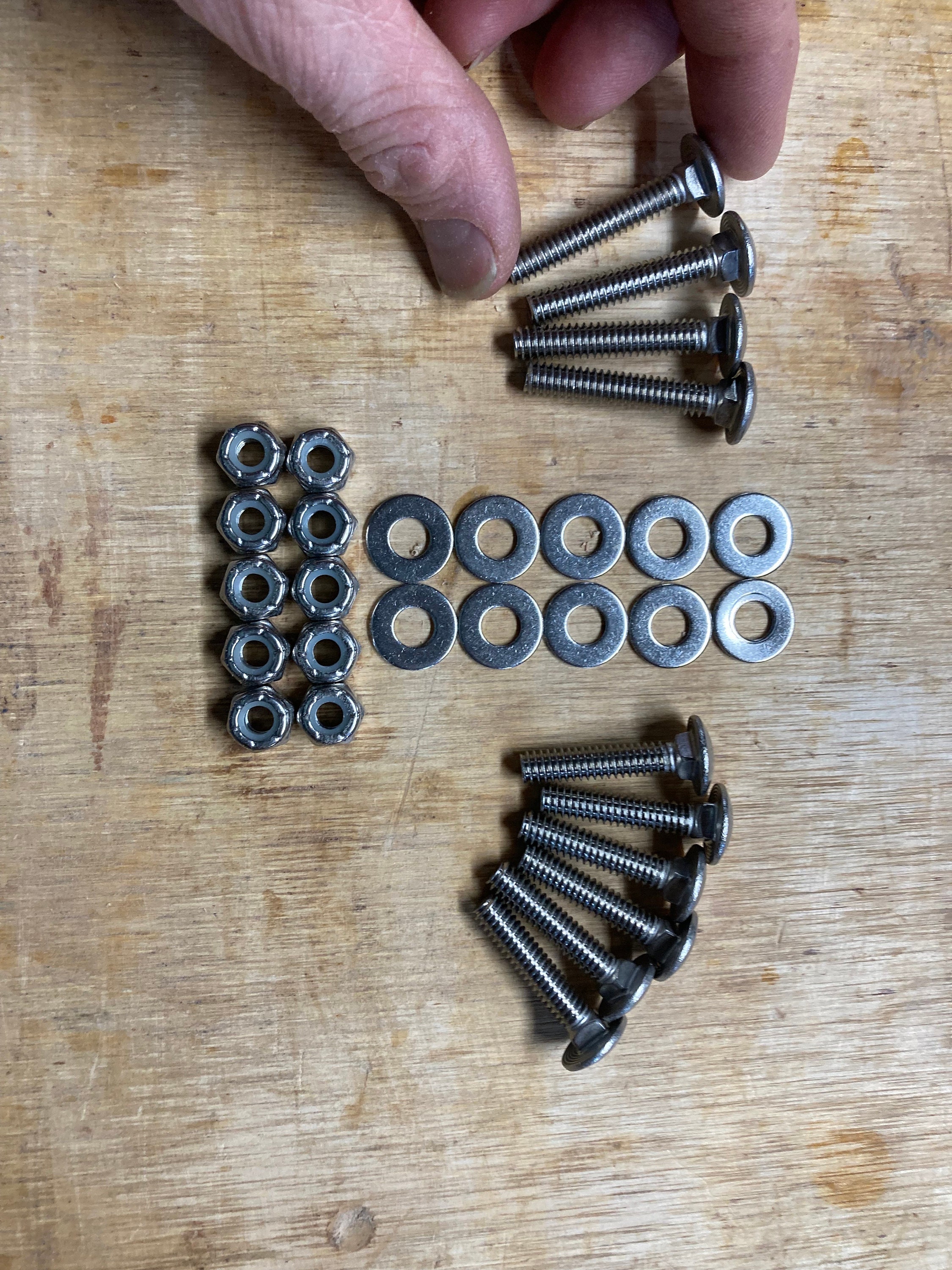 Mounting Hardware for Bench Assembly, Set of 24 Ea: 1/4”-20 X 1-1