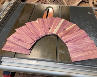 11 boards, Aromatic Eastern Red Cedar, 1/4” x 5-1/4” x 8”.