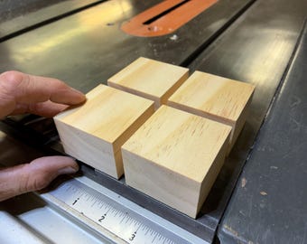Pine blocks, 4 pcs at 1-3/8” x 2” x 2”, surface planed.