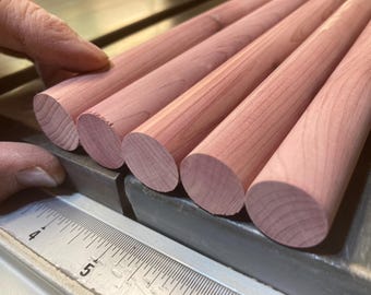 One Eastern Red Cedar dowel rod,  approximately 1” diameter x 7” long.  Photos for reference only, dowel will be custom made to order.