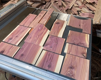 Eastern Red Cedar craft boards, odd lot sizes, some defects.  1/4” thick.