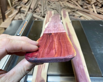 One Eastern Red Cedar plant climbing wall, partial live edge, approximately 3/8” x 4” x 58”, with food safe oil finish on bottom 6”.