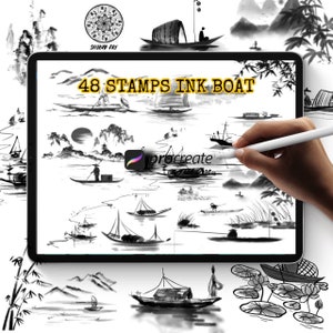 Pinsel Stempel Procreate Tintenboot, Tinte Chinesisch, Japan