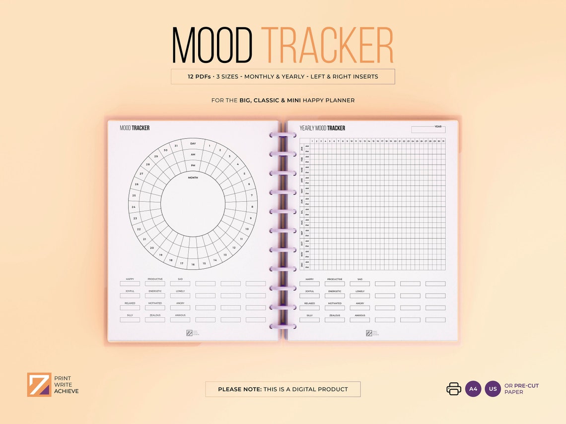 Circular Mood Tracker Printable Inserts Emotion Tracker - Etsy