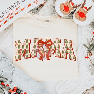 Christmas Mama PNG Digital Design, christmas trees png, christmas bows png, christmas coquette Bow, mama claus png, xmas doodle letters png