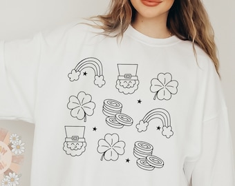 Leprechaun Doodles SVG Digital Design Download-Saint Patrick's Day Cricut Cut Files-Rainbow svg, lucky coins svg, shamrock svg designs