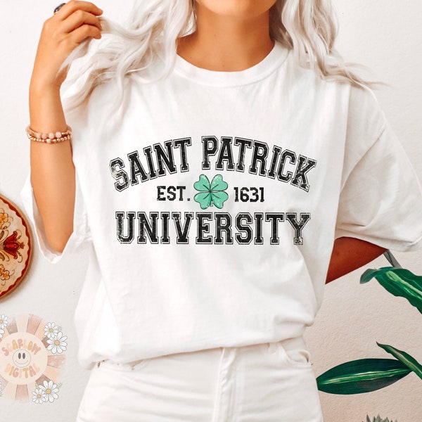 Saint Patrick University PNG-Saint Patty's Day Sublimation Digital Design Download-lucky png, shamrock png, leprechaun png, clover png