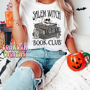 Salem Witch Book Club PNG-Halloween Sublimation Digital Design Download-book reader png, spell book png, spooky season png, witchcraft png image 3