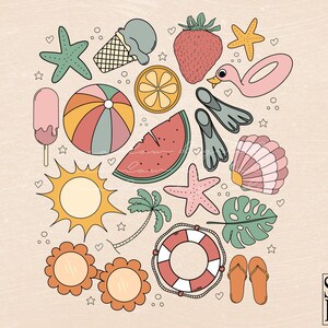 Summer Doodles PNG Print Files For Sublimation or Print, summer sublimation, retro sublimation, doodle designs, summer designs, retro png