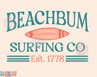 Beach Bum Surfing Co PNG-Summer Sublimation Digital Design Download-surfing png, beach png, ocean png, png for summer, unisex summer png