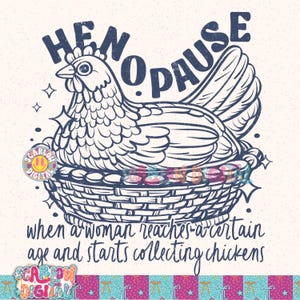 Henopause Vintage-style Thrifted Chickens PNG Digital Design