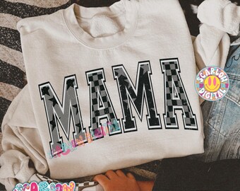 Black and Grey Mama PNG Digital Design, varsity mama png, checkered mama png, retro mama png, mama mini png, trendy mom png tshirt designs
