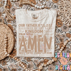 The Lord's Prayer PNG Digital Design Download, amen png, jesus png, christian png, pray png, bible verse png, single color png, retro png bild 2