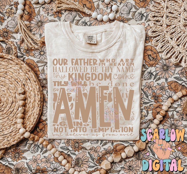The Lord's Prayer PNG Digital Design Download, amen png, jesus png, christian png, pray png, bible verse png, single color png, retro png bild 2