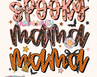 Spooky Mama PNG Digital Design, spooky season png, mama designs, Halloween png, fall mama png, trendy designs, mama mini png, mama bows png