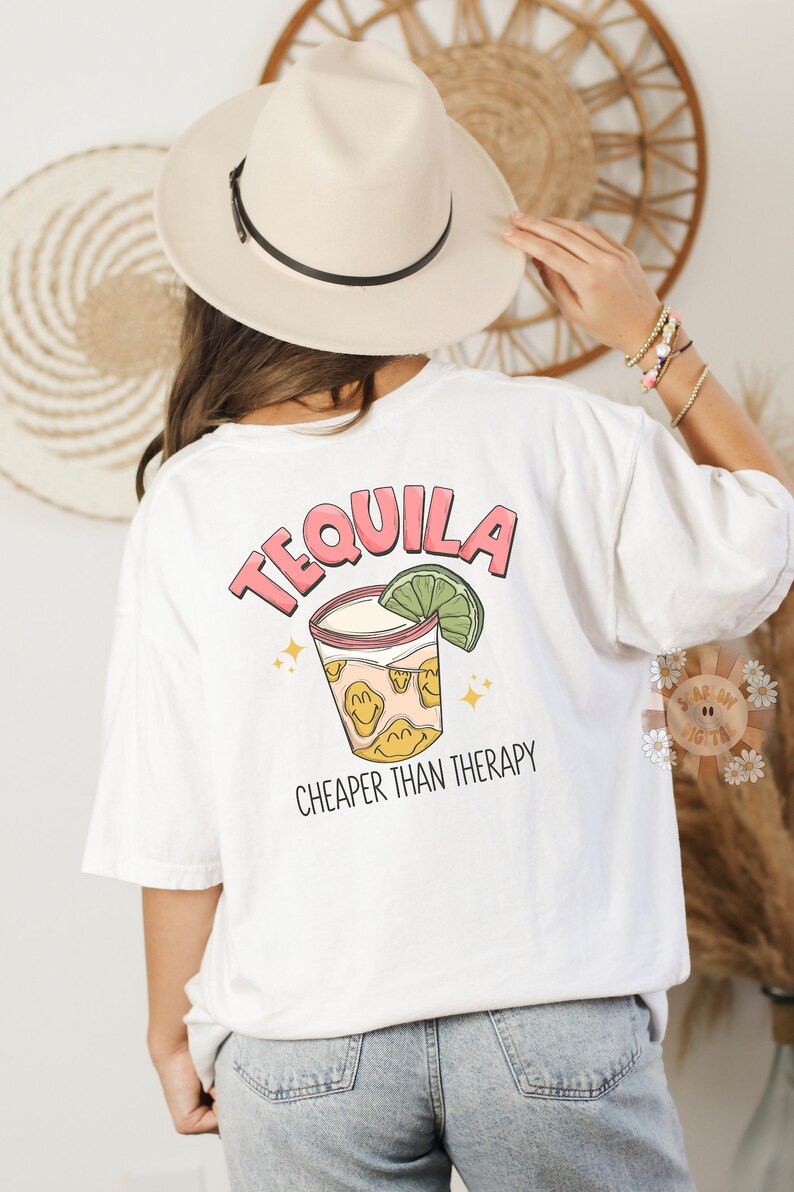 Cheaper Than Therapy PNG Pocket and Back Bundle-Tequila Sublimation Digital Design Download-drinking png, agave png, cinco de mayo png files image 3