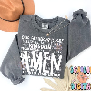 The Lord's Prayer PNG Digital Design Download, amen png, jesus png, christian png, pray png, bible verse png, single color png, retro png bild 1