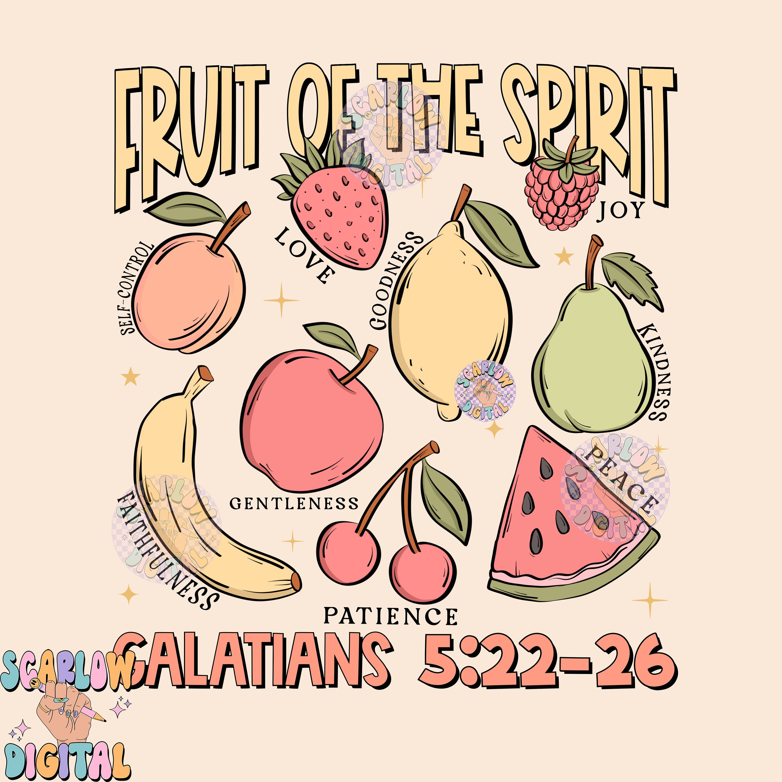 Fruit of the Spirit PNG Digital Design Download, Christian Sublimation ...
