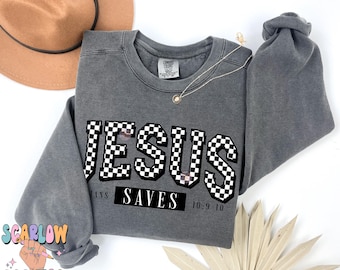 Jesus Saves PNG Digital Design Download, amen png, romans png, christian png, pray png, bible verse png, single color png, retro png