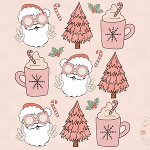 Santa Claus Doodles PNG-Christmas Sublimation Digital Design Download-Christmas girl designs, png for girls, Santa hat png, Xmas tshirt png