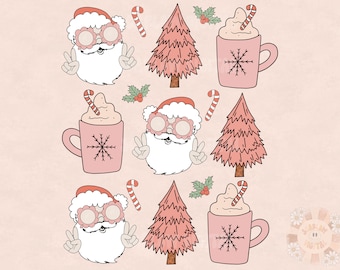 Santa Claus Doodles PNG-Christmas Sublimation Digital Design Download-Christmas girl designs, png for girls, Santa hat png, Xmas tshirt png