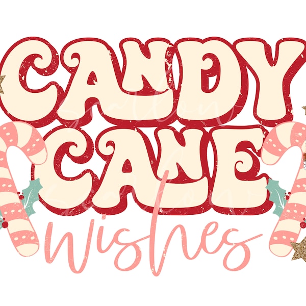 Candy Cane Wishes PNG-Christmas Sublimation Digital Design Download-mistletoe png, holidays png, girly christmas png, xmas png, girl png