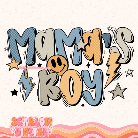 Mama's Boy PNG Digital Design Download, checkered boy png, retro boy png, little boy png, mom and son png, trendy boy png, png for boys