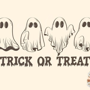 Trick or Treat SVG-Halloween Cut File Digital Design Download-spooky season svg, ghost svg, boho ghost svg, retro svg, vintage halloween svg