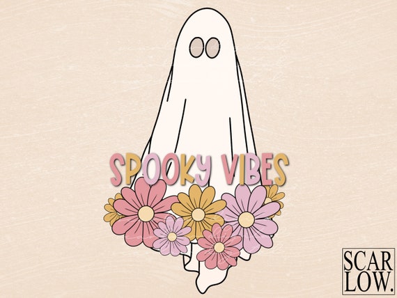 Spooky Season PNG-Sublimation Design Download-Floral Halloween png, ghost Halloween png, retro sublimation, fall sublimation, retro png