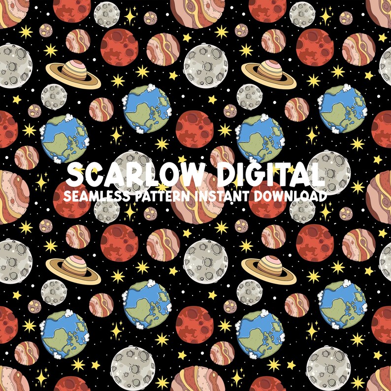 Outer Space Seamless Pattern Planets Seamless File Seamless - Etsy