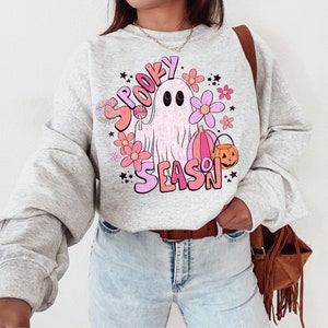 Spooky Season PNG-Halloween Sublimation Digital Design Download-ghost png, floral ghost png, girly halloween png, cute ghost png designs immagine 3