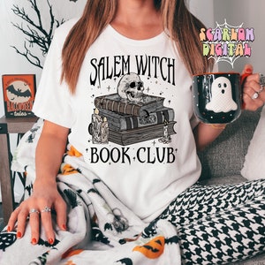 Salem Witch Book Club PNG-Halloween Sublimation Digital Design Download-book reader png, spell book png, spooky season png, witchcraft png image 4
