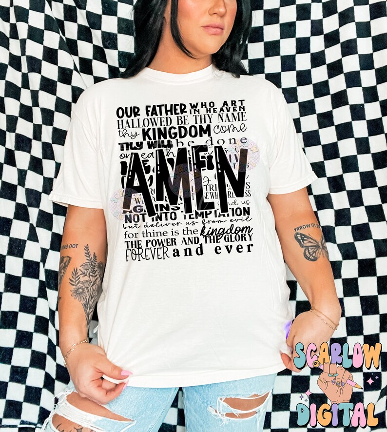The Lord's Prayer PNG Digital Design Download, amen png, jesus png, christian png, pray png, bible verse png, single color png, retro png bild 7
